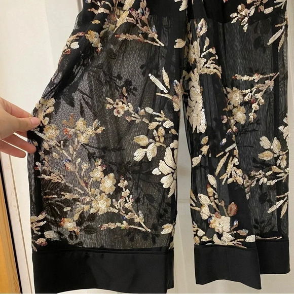 NWT BCBGMaxAzaria Floral Sequin Embroidered Jumpsuit - Picture 6 of 12